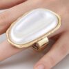 Polished Pearl Wrap Ring with Textured Metal Frame