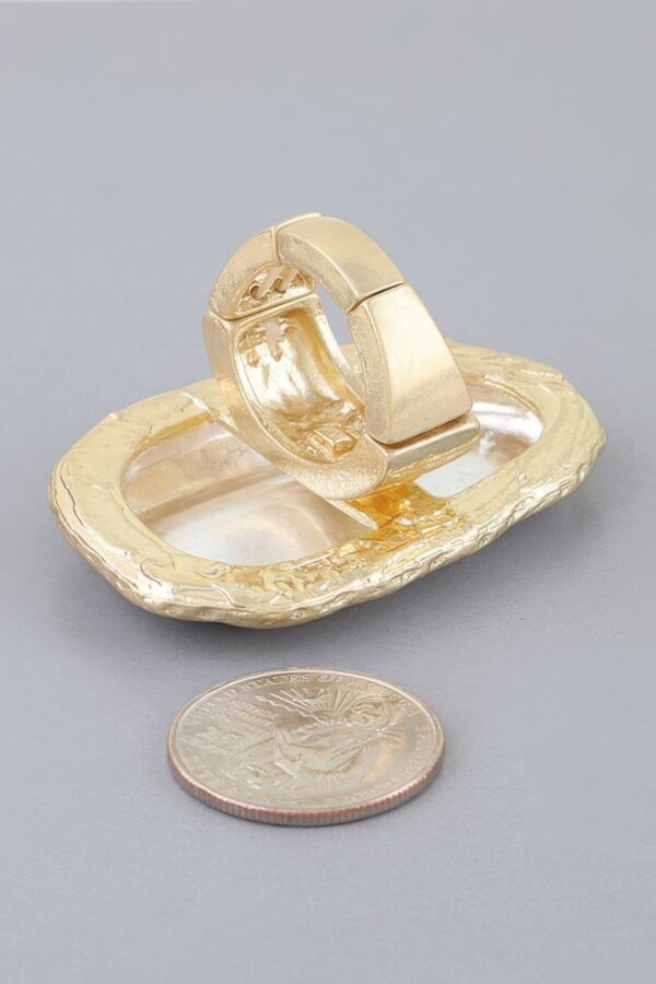 Polished Pearl Wrap Ring with Textured Metal Frame