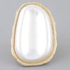 Polished Pearl Wrap Ring with Textured Metal Frame