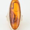 Polished Marble Oval Statement Ring - Textured Metal Frame
