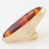Polished Marble Oval Statement Ring - Textured Metal Frame