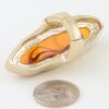 Polished Marble Oval Statement Ring - Textured Metal Frame