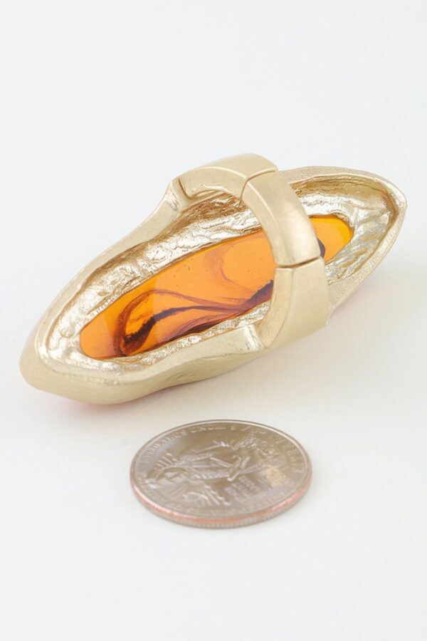 Polished Marble Oval Statement Ring - Textured Metal Frame