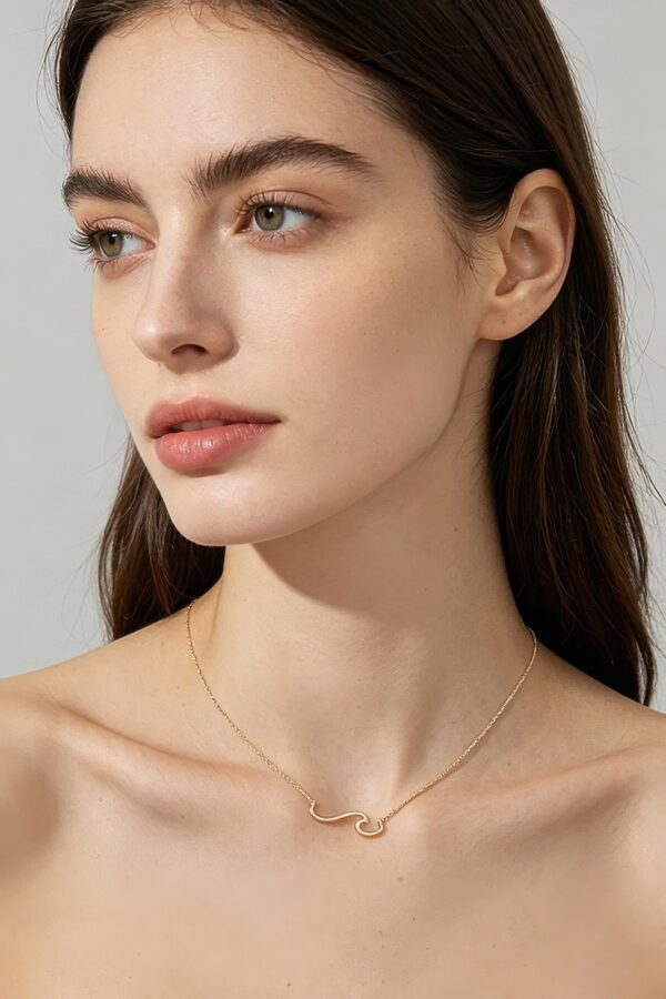 Wave Pendant Necklace - Gold-Tone Minimalist