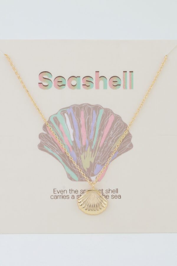 Seashell Pendant Necklace - Polished Ridged Shell