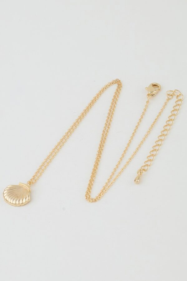 Seashell Pendant Necklace - Polished Ridged Shell