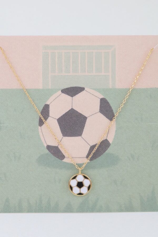 Gold-Tone Soccer Pendant Necklace with Enamel Ball