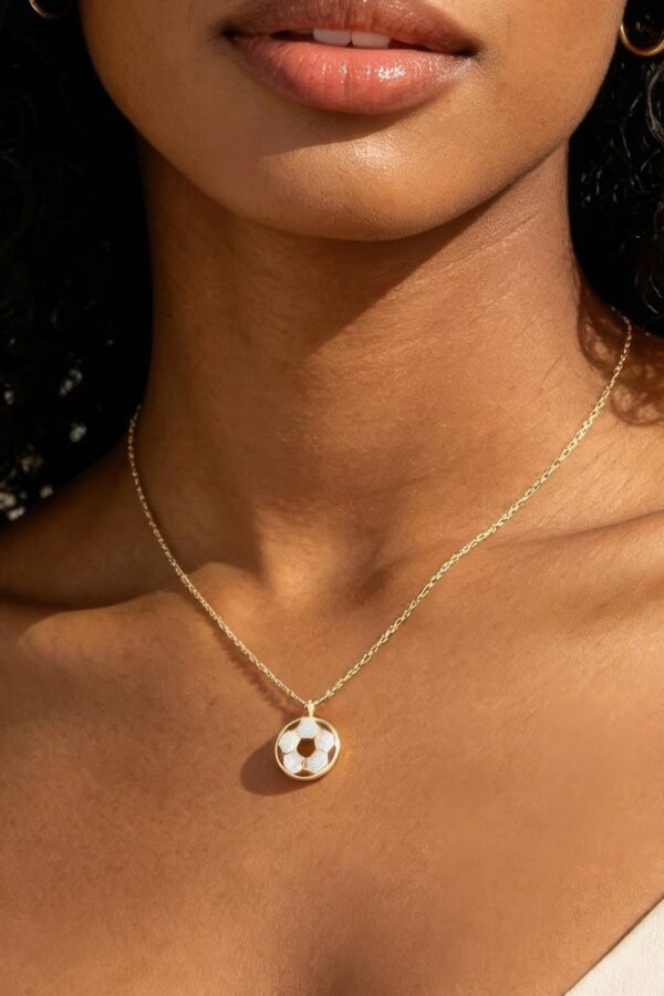Gold-Tone Soccer Pendant Necklace with Enamel Ball
