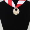 Hammered Moon Scarf Necklace - Red & White Stripe