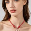 Braided Starfish Rope Necklace - Red with Gold Pendant