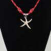 Braided Starfish Rope Necklace - Red with Gold Pendant
