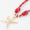 Braided Starfish Rope Necklace - Red with Gold Pendant