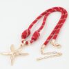Braided Starfish Rope Necklace - Red with Gold Pendant