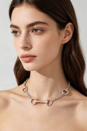 Multi Horseshoe Toggle Chain Necklace - Two-Tone Snaffle Bit