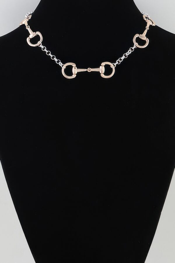 Multi Horseshoe Toggle Chain Necklace - Two-Tone Snaffle Bit