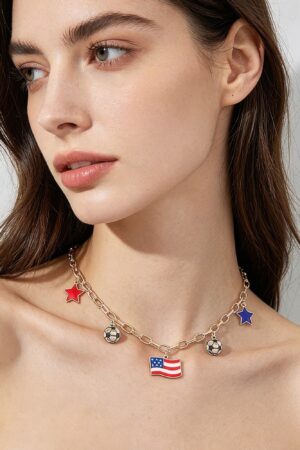 America Soccer Star Chain Necklace - Gold-Tone
