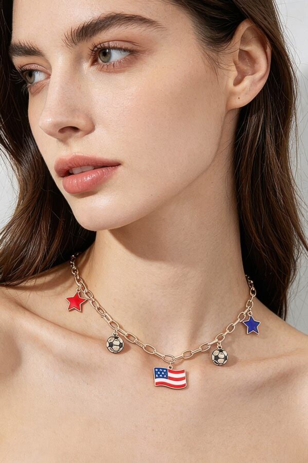 America Soccer Star Chain Necklace - Gold-Tone
