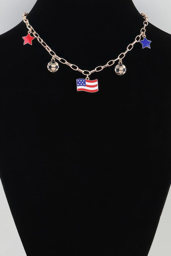 America Soccer Star Chain Necklace - Gold-Tone