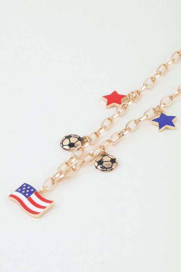 America Soccer Star Chain Necklace - Gold-Tone