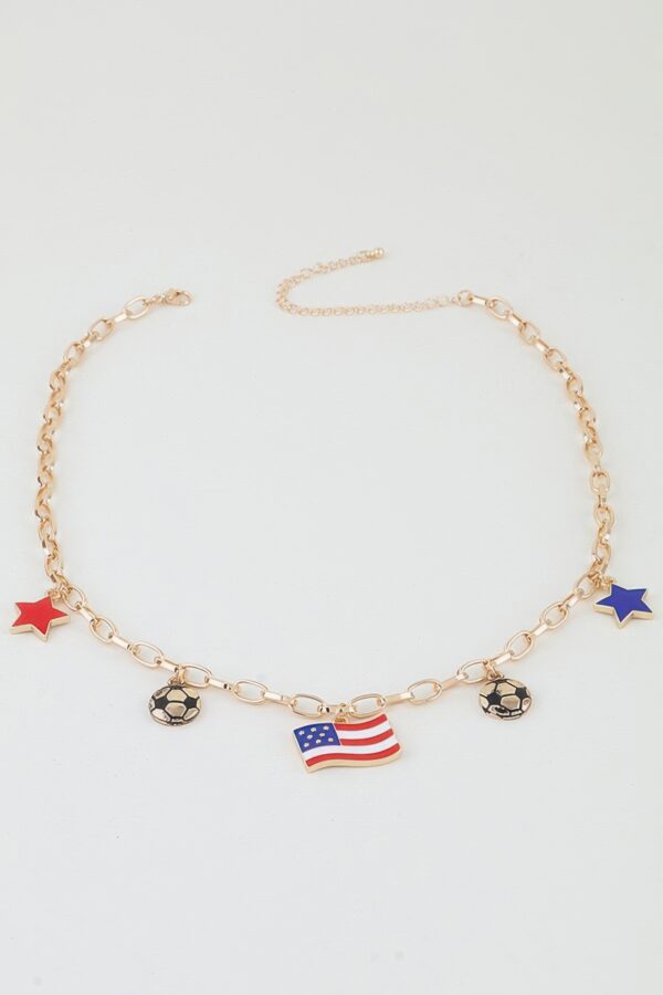 America Soccer Star Chain Necklace - Gold-Tone