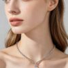 Two-Tone Hammered Heart Box Chain Necklace