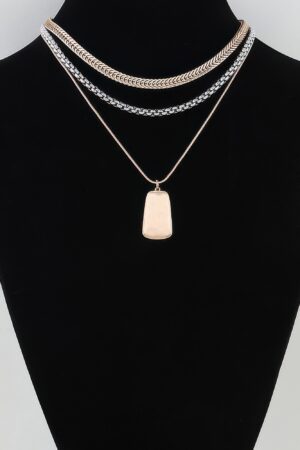 Braided Multi-Chain Pendant Necklace - Two-Tone