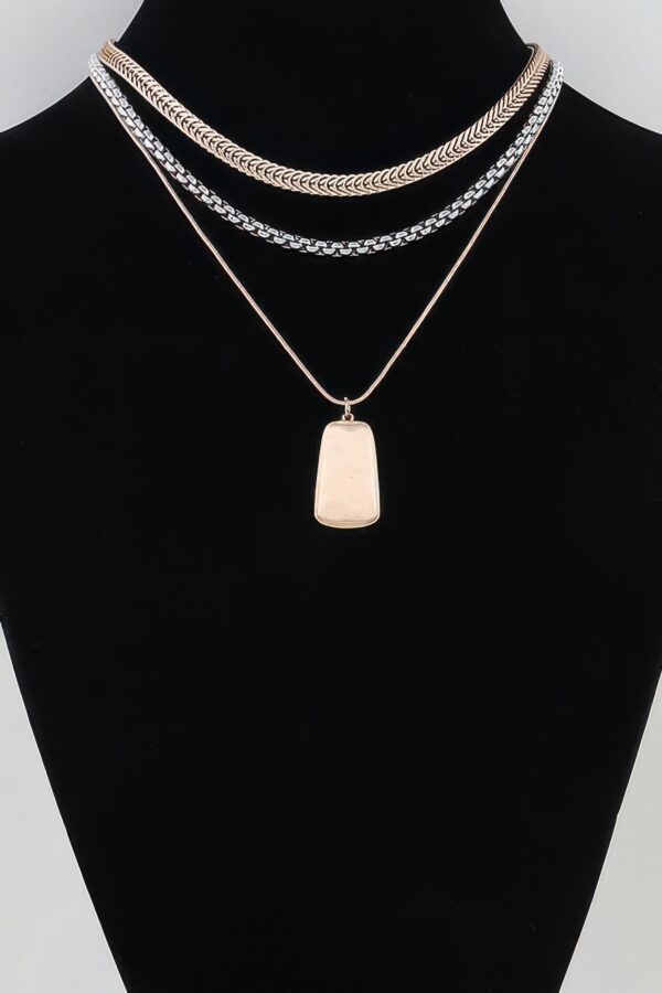Braided Multi-Chain Pendant Necklace - Two-Tone