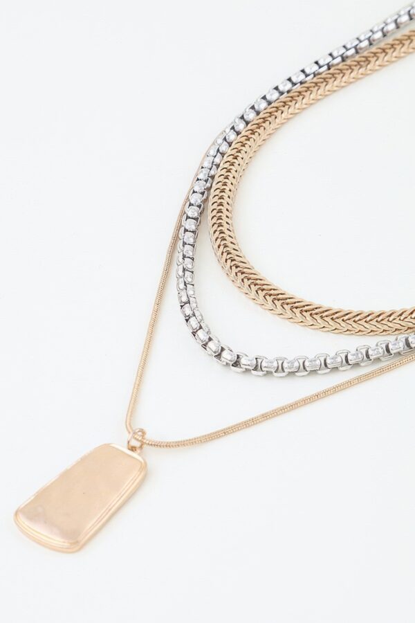 Braided Multi-Chain Pendant Necklace - Two-Tone