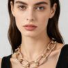 Polished Twist Chain Statement Necklace - High-Shine