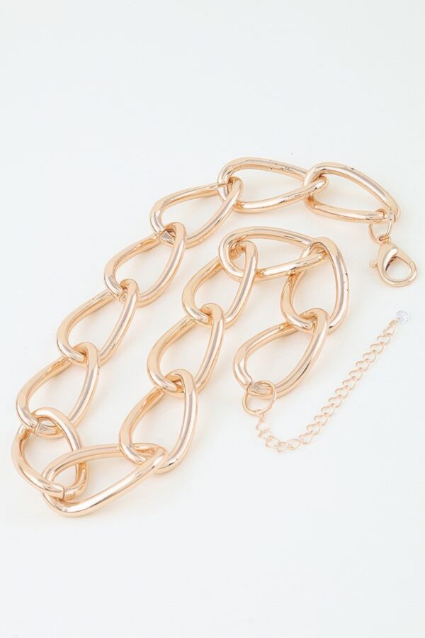 Polished Twist Chain Statement Necklace - High-Shine