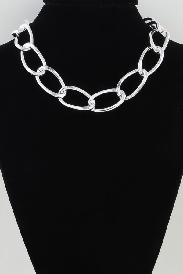 Polished Twist Chain Statement Necklace - High-Shine