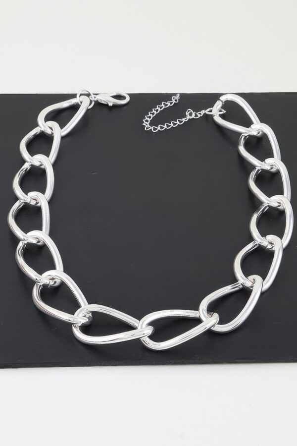 Polished Twist Chain Statement Necklace - High-Shine