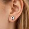 Soccer Ball Stud Earrings - Black and White Sport Studs