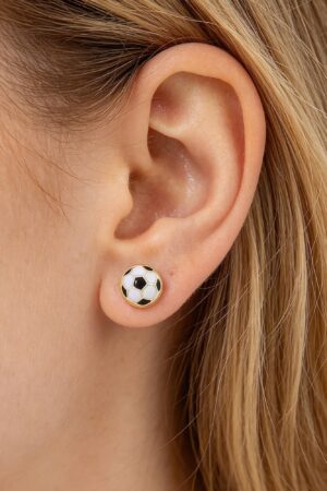 Soccer Ball Stud Earrings - Black and White Sport Studs