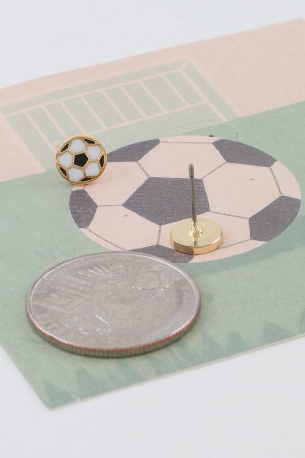 Soccer Ball Stud Earrings - Black and White Sport Studs