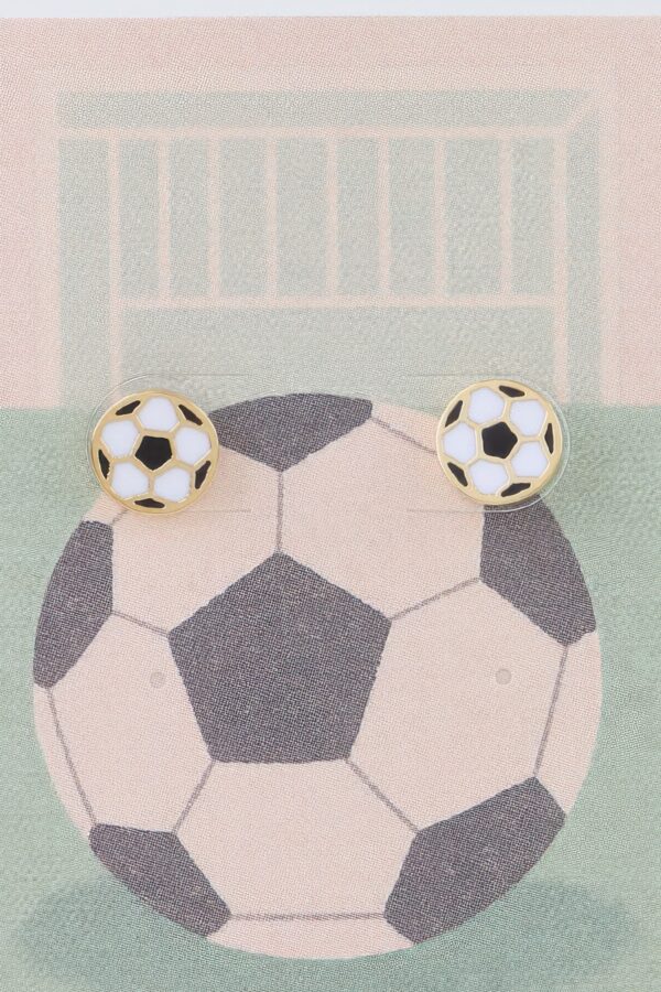 Soccer Ball Stud Earrings - Black and White Sport Studs