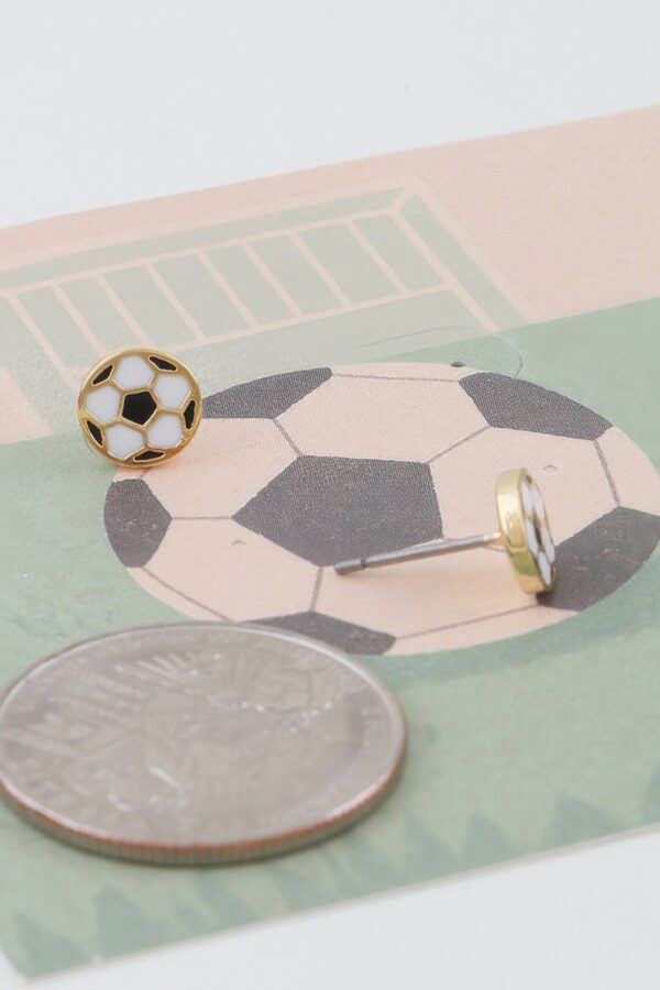 Soccer Ball Stud Earrings - Black and White Sport Studs