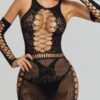 Sheer Lace Cutout Mini Dress with Matching Gloves