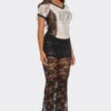87 Lace Jersey Top - Rhinestone Trim V-Neck