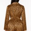 Leopard Print Two-Piece Set - Front-Tie Long Sleeve