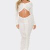 Knit Off-Shoulder Crop Top and Maxi Skirt Set