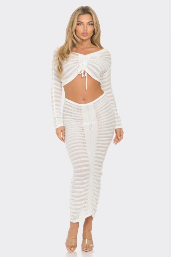 Knit Off-Shoulder Crop Top and Maxi Skirt Set