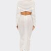 Knit Off-Shoulder Crop Top and Maxi Skirt Set