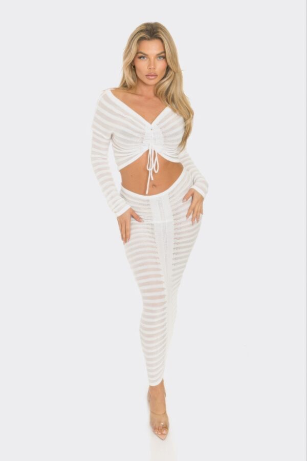 Knit Off-Shoulder Crop Top and Maxi Skirt Set