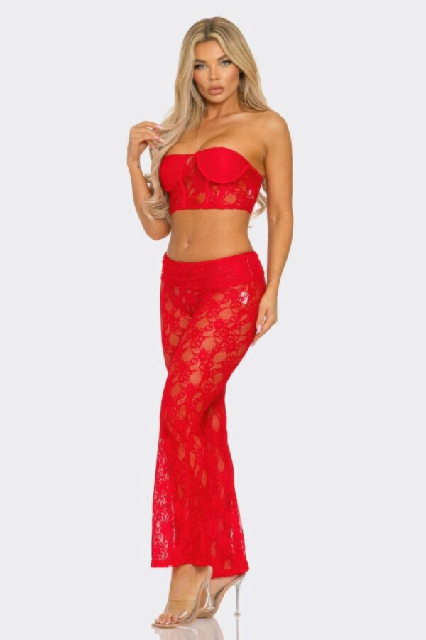 Lace Corset Crop Top & Coordinating Flare Pants Set