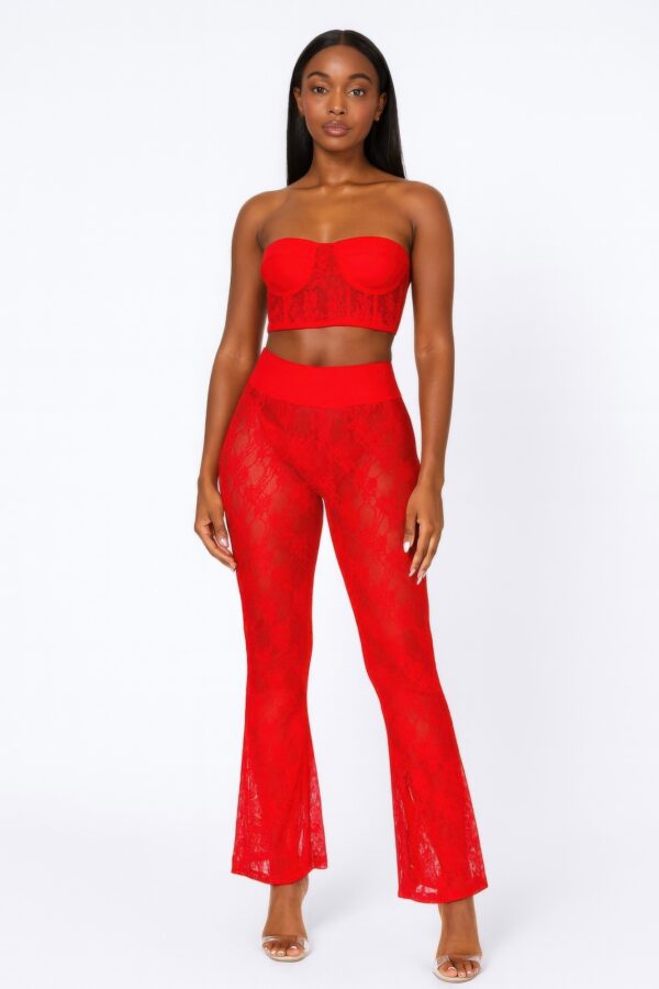Lace Corset Crop Top & Coordinating Flare Pants Set