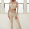 Color Block Two-Piece Set with Front Zipper