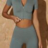 Seamless Short-Sleeve Yoga Two-Piece Set