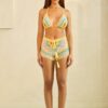 Multicolor Knitted Halter Two-Piece with Tassel Ties