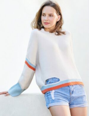 Colorblock Sweater with Asymmetrical Cutout